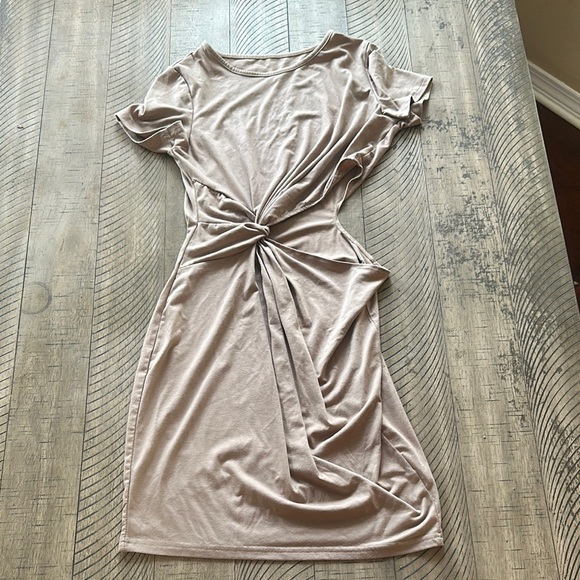 Dresses & Skirts - Nude Dress with Cut Out Side